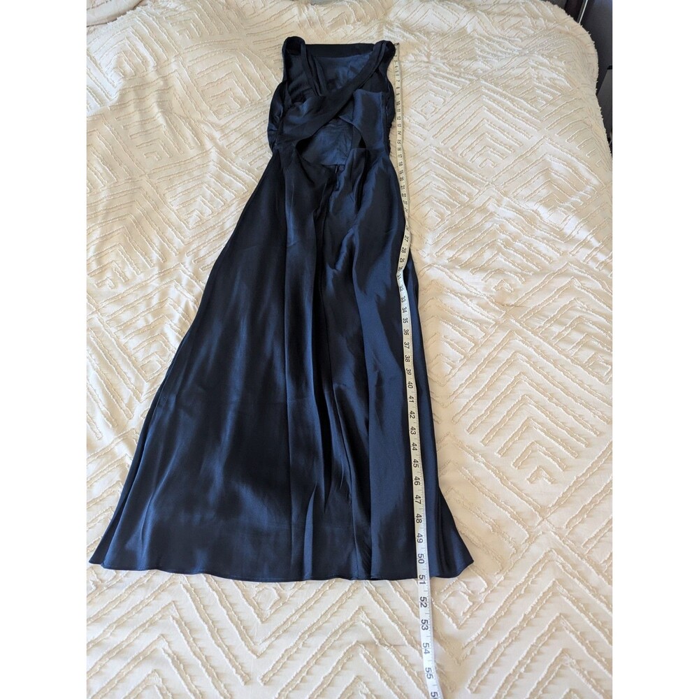 Nwot Quince washable stretch silk high neck midi dress navy Small - Picture 8 of 8